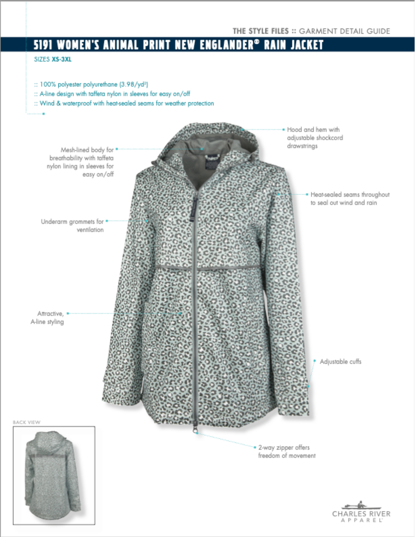 Monogrammed WOMEN'S ANIMAL PRINT NEW ENGLANDER® RAIN JACKET