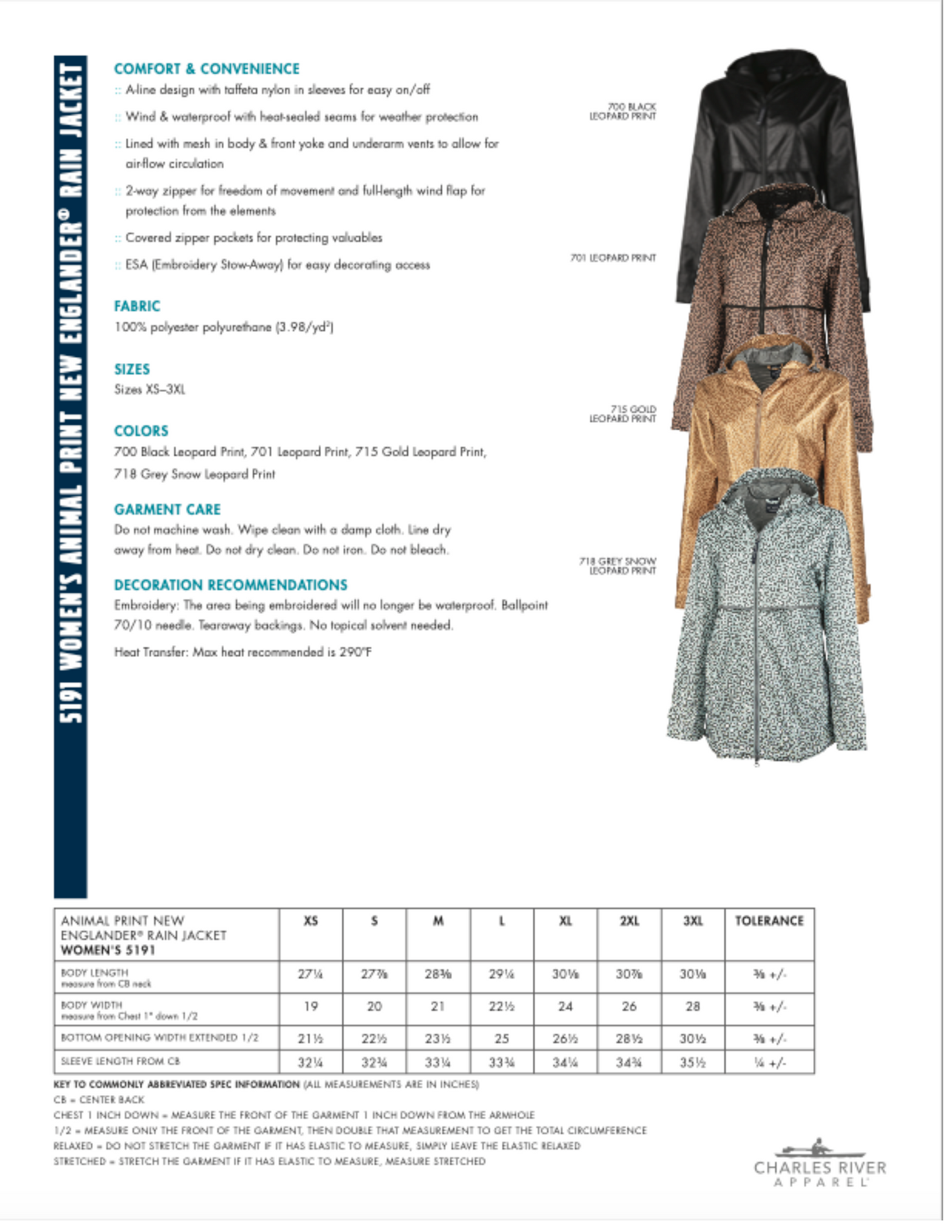 Monogrammed WOMEN'S ANIMAL PRINT NEW ENGLANDER® RAIN JACKET
