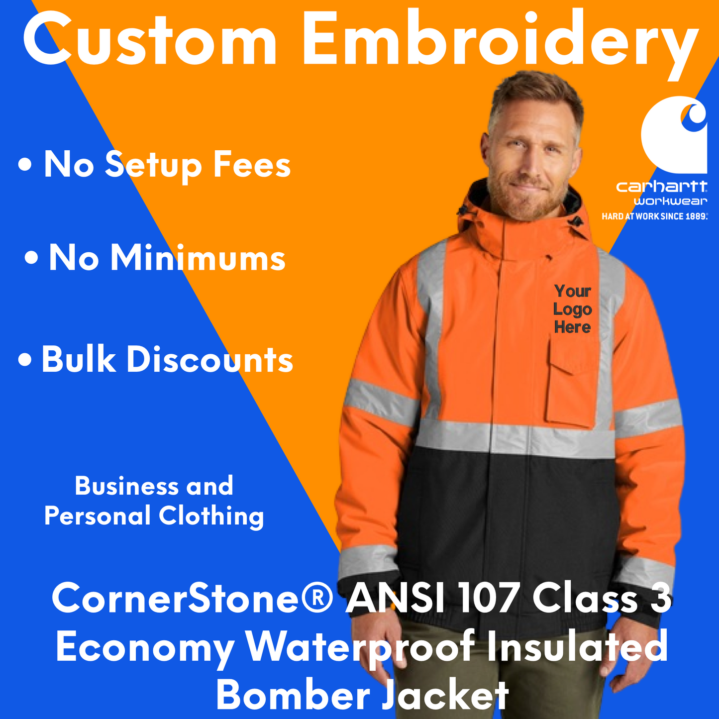 Custom Embroidered CornerStone® ANSI 107 Class 3 Waterproof Insulated Bomber Jacket