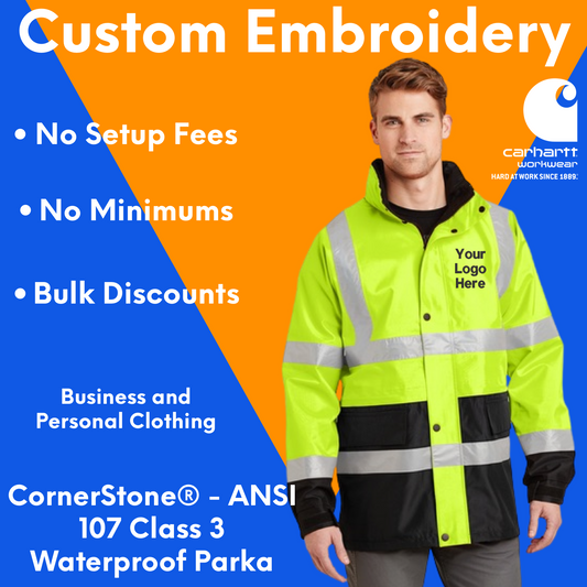 Custom Embroidered CornerStone® - ANSI 107 Class 3 Waterproof Parka