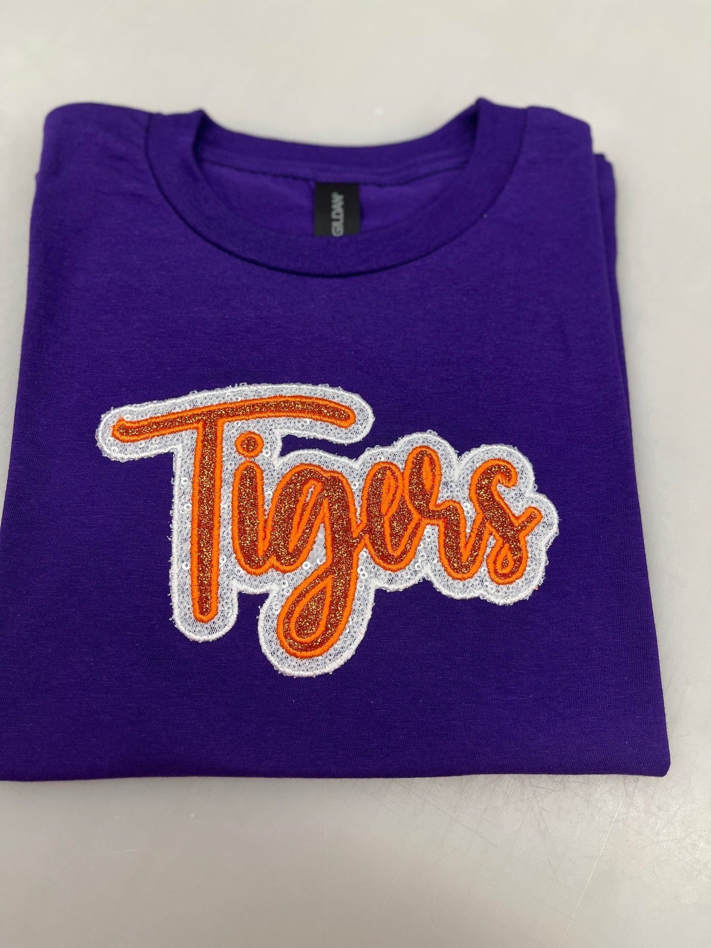 Double Glitter Applique School Team Name Crewneck Sweatshirt