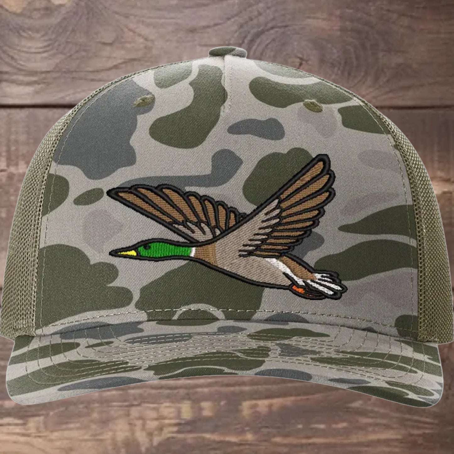 Mallard Duck Embroidered Richardson 112FP Trucker Cap - Outdoor Wildlife Hat - Mallard - Duck Hunting - Hunter gift-Duck Camo