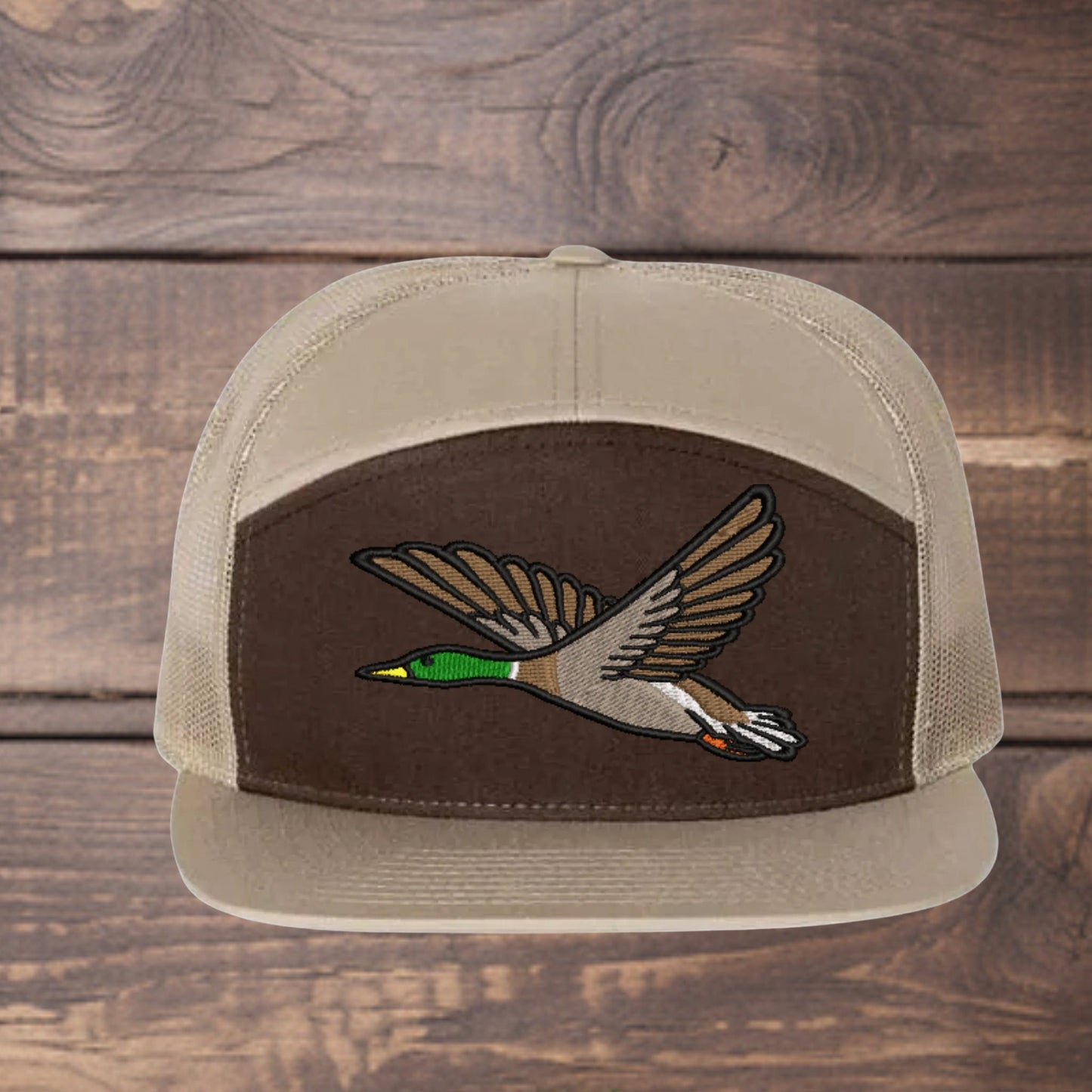 Mallard Duck Embroidered Richardson 168 Flat Bill Trucker Cap - Outdoor Wildlife Hat - Mallard - Duck Hunting - Hunter gift