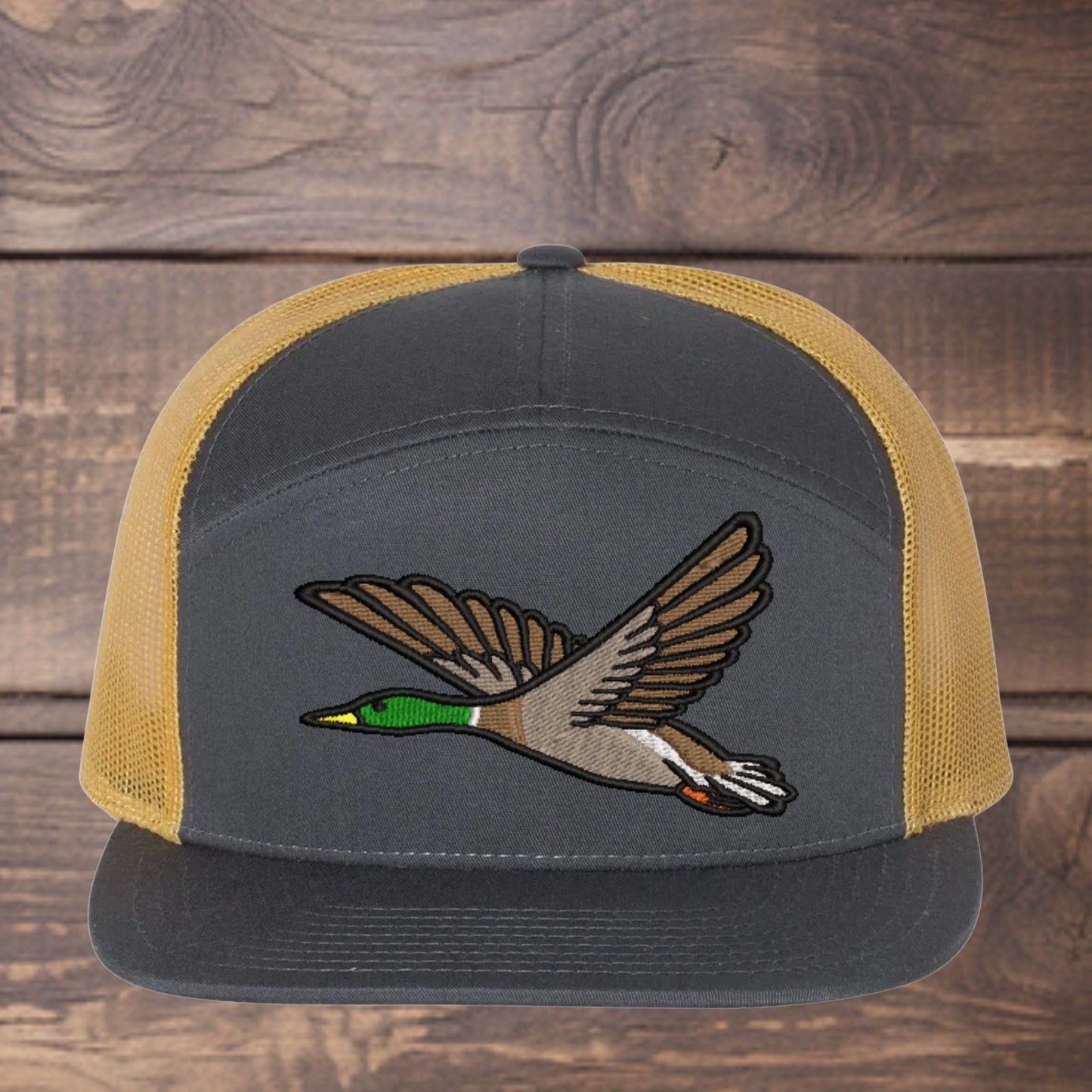 Mallard Duck Embroidered Richardson 168 Flat Bill Trucker Cap - Outdoor Wildlife Hat - Mallard - Duck Hunting - Hunter gift