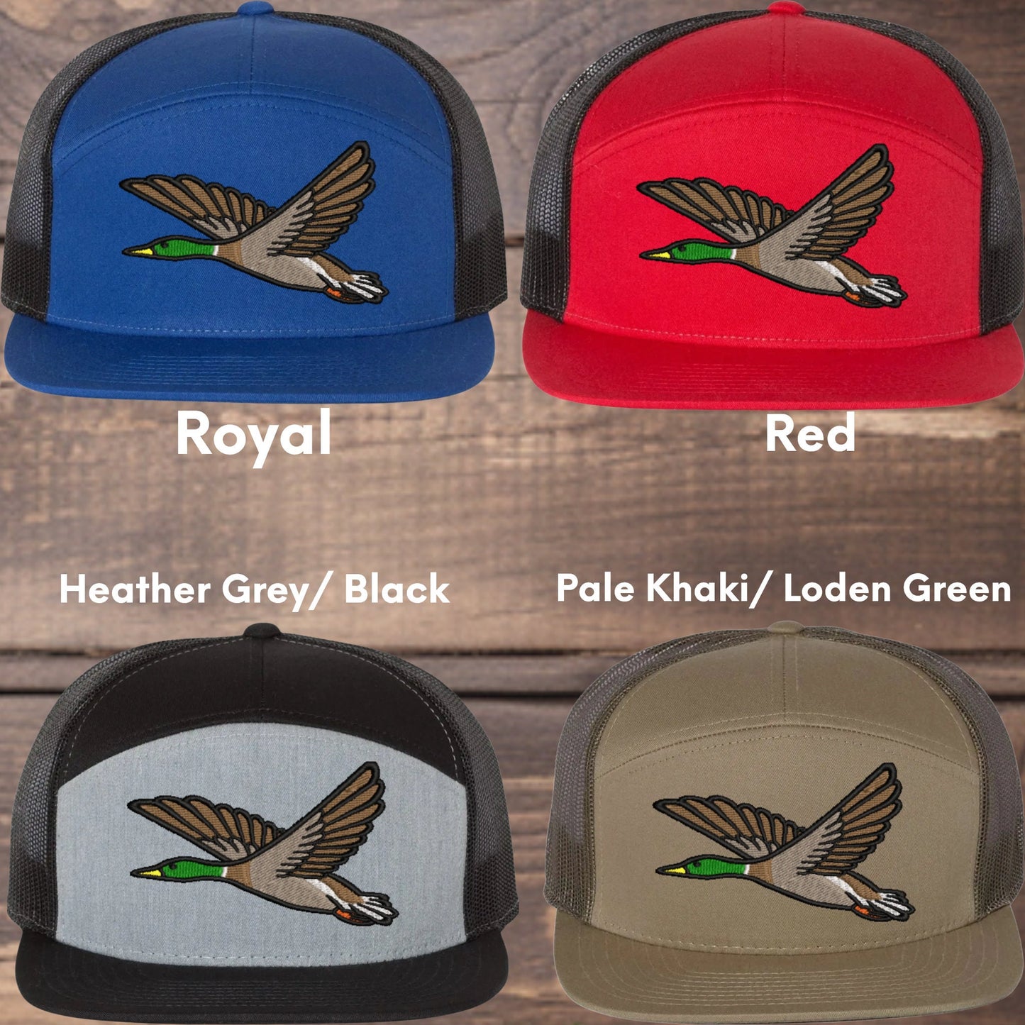 Mallard Duck Embroidered Richardson 168 Flat Bill Trucker Cap - Outdoor Wildlife Hat - Mallard - Duck Hunting - Hunter gift