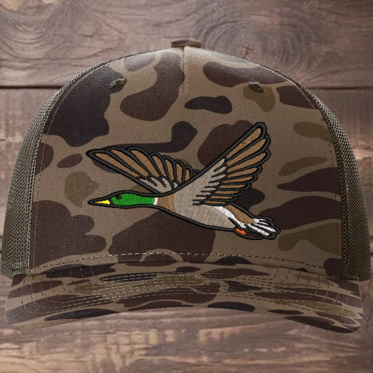Mallard Duck Embroidered Richardson 112FP Trucker Cap - Outdoor Wildlife Hat - Mallard - Duck Hunting - Hunter gift-Duck Camo