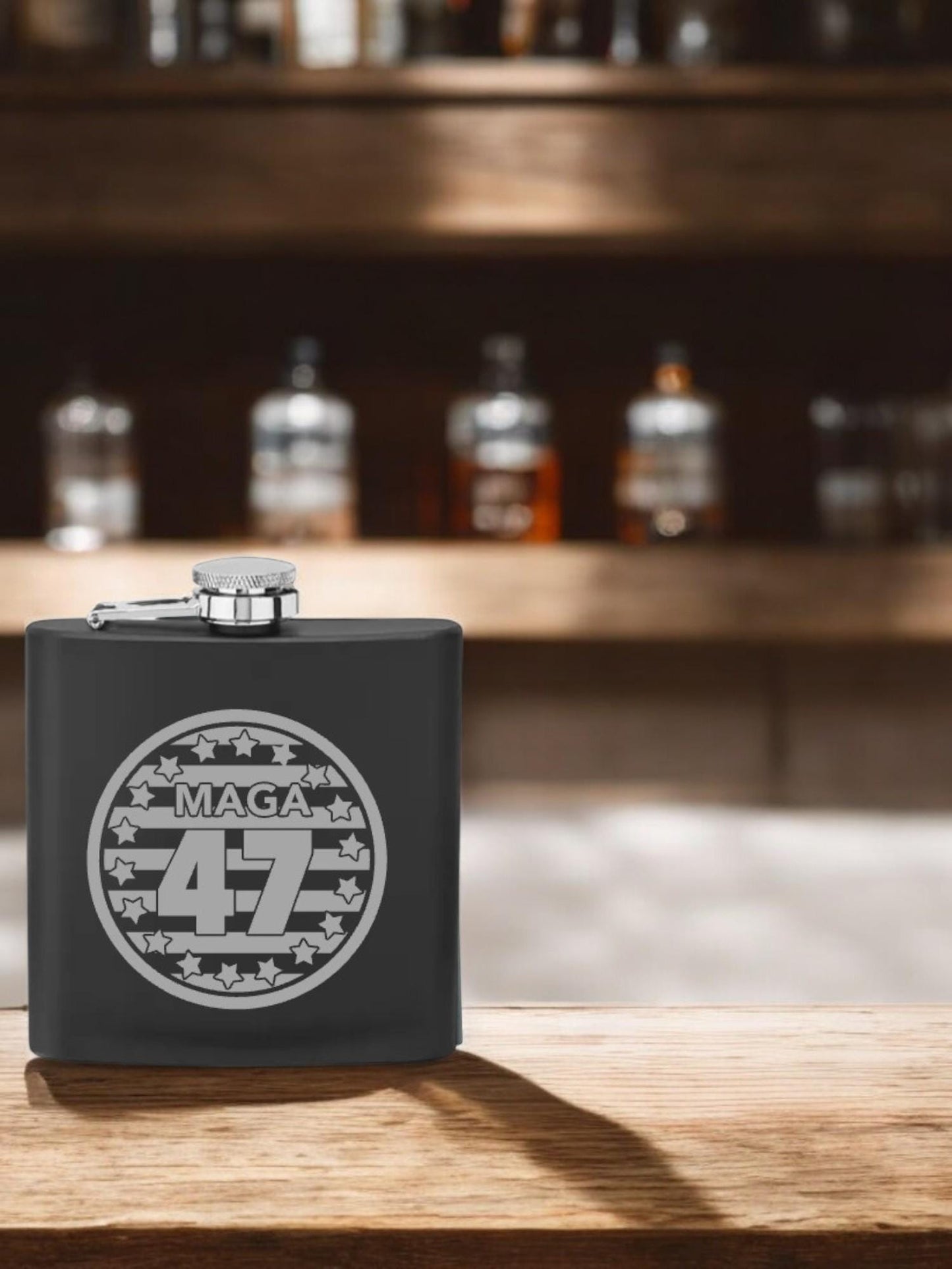 President Trump Design / Engraved 6oz Metal Flask / Personalized Political Gift / Man Cave Decor / Custom Engraved Keepsake / Trump Merch