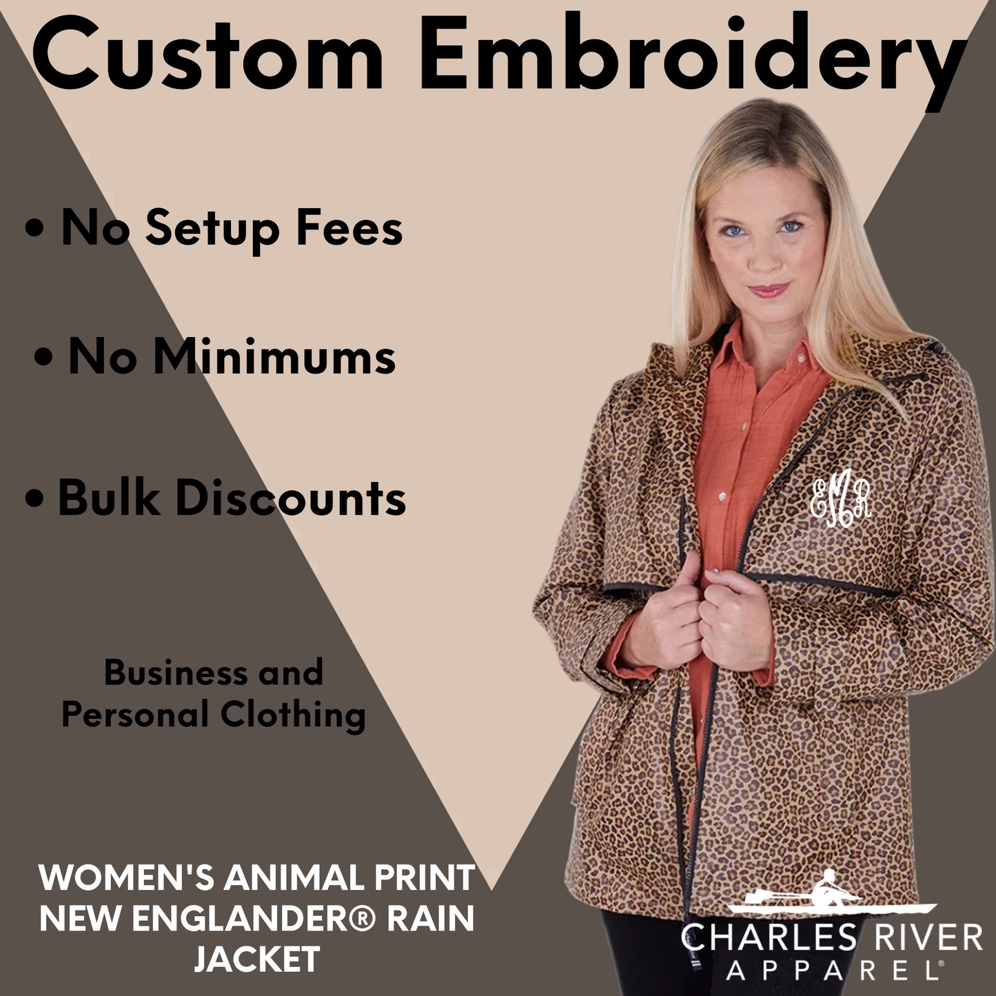 Monogrammed WOMEN'S ANIMAL PRINT NEW ENGLANDER® RAIN JACKET
