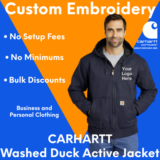 Custom Embroidered Carhartt Washed Duck Active Jacket - Personalized Logo Jacket - Men's Workwear Monogramed Jacket