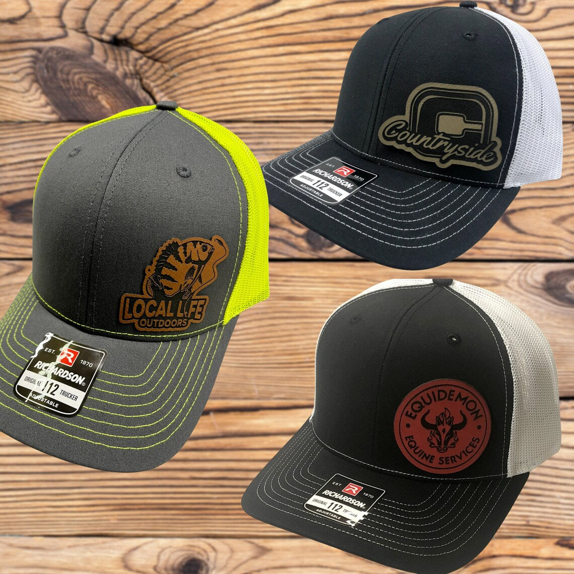 Custom Leather Patch Richardson 112 Trucker Hat