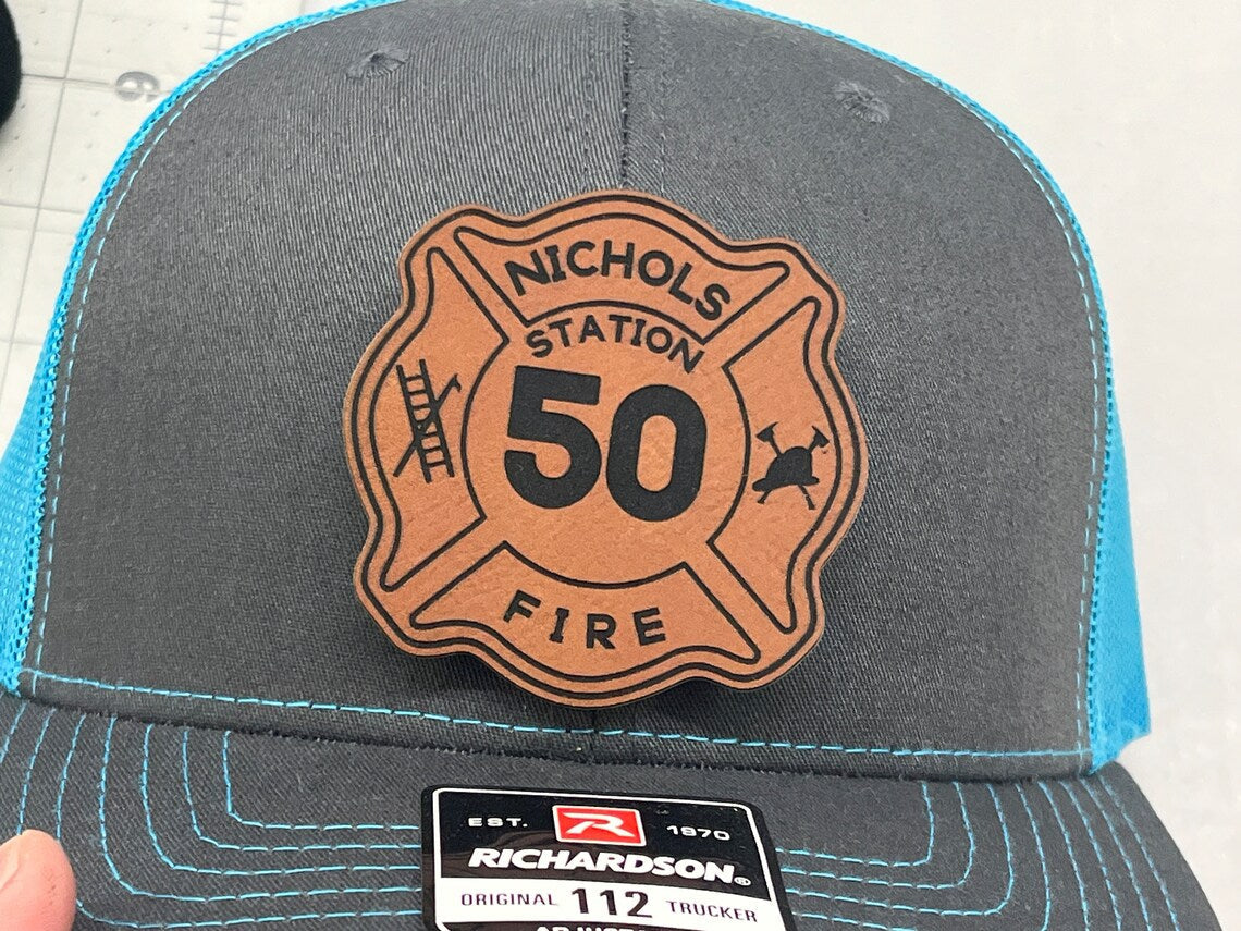 Custom Leather Patch Richardson 112 Trucker Hat