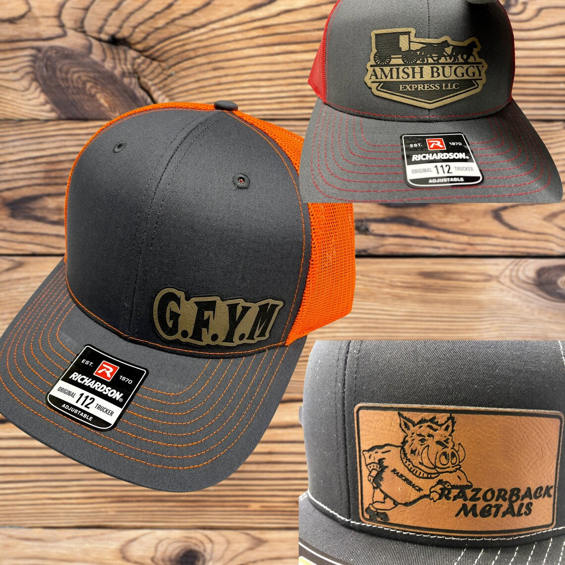 Custom Leather Patch Richardson 112 Trucker Hat