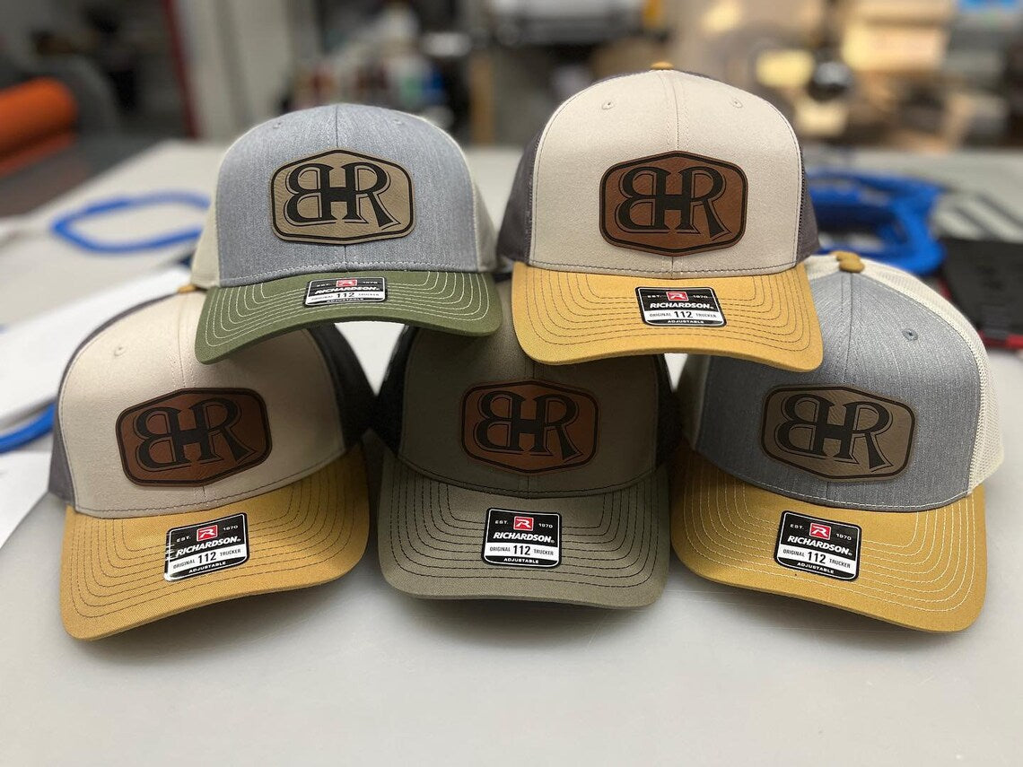 Custom Leather Patch Richardson 112 Trucker Hat
